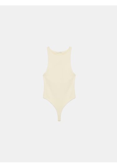 Dilvin 32836 Halter Yaka Bodysuit-açık Sarı