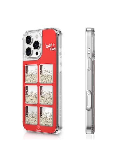 İphone Uyumlu 16 Pro Kılıf Aynalı Ve Boncuklu Tasarım Youngkit Spirit Serisi Kapak Kırmızı