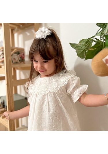Dantel Yaka Fisto Çocuk Elbise Toka Takım 001