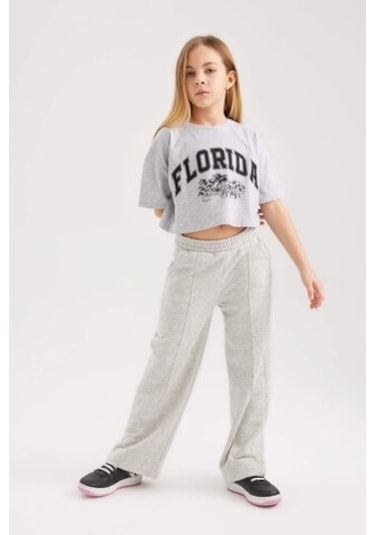 DeFacto Kız Çocuk Wide Leg Pantolon B7784A8NSGR210 Gri