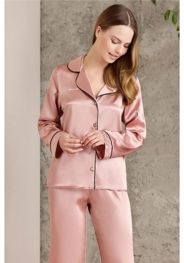 Pierre Cardin Saten Biyeli Pijama Takımı 1200 Brandy Bronz
