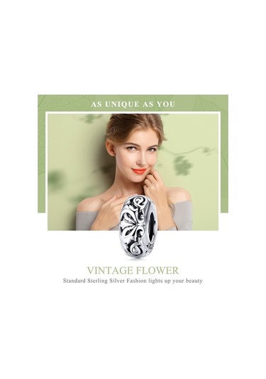 Fastbuy S925 Ayar Gümüş Klasik Çiçek Boncuk Dıy Bilezik Boş Desen Çok Renkli İç Boş Çok Renkli