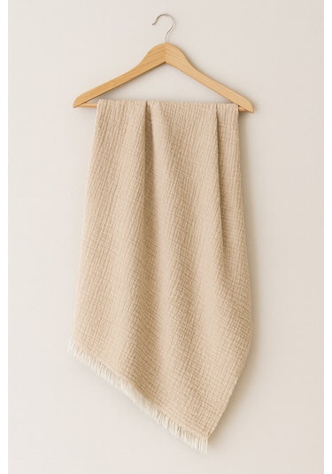 Elyaflı Müslin Battaniye 100x120 Cm Gri