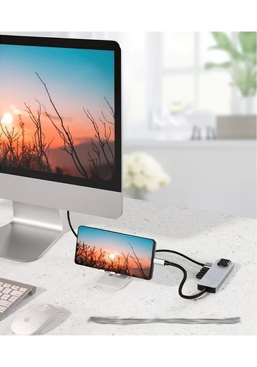 Honeybeeshop Usb C Hub 5i 1 Arada 100m Usb Cden 4k Hdtvye Ethernet Portlu Cok Baglanti Noktali Adaptor 100w Pd Tip C Sarj Portu Usb 3 0 2 0