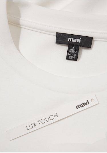Mavi - Lux Touch Bisiklet Yaka Beyaz Sweatshirt 1s10422-70057 Ekru