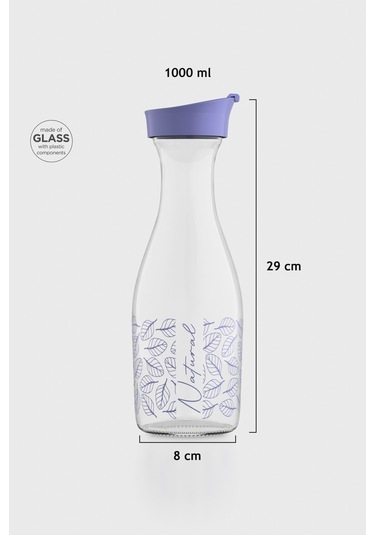 Renga Odesa Çiçek Desenli 1000 Ml Cam Karaf 212010 Mor