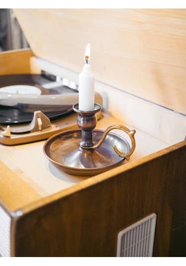 Bakır El Şamdanı Düz Model Oksitli Renk