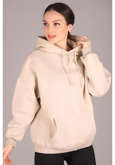 Sweetness Kadın Açık Bej Kapüşonlu Sweatshirt Açık Bej