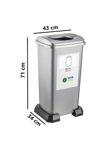 Omnipazar Sy-4398 Sıfır Atık Geri Dönüşüm Çöp Kutusu 70 Lt 6'lı Set Çok Renkli