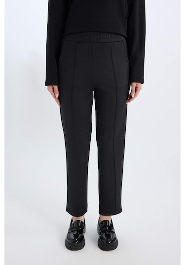 DeFacto Regular Fit Cepli Pensli Skuba Dalgıç Kumaş Esnek Belli Pantolon D9029AX24WNBK34