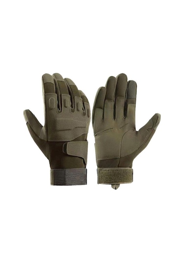 Taktik Tam Parmak Dokunmatik Eldiven-motosiklet-bisiklet-spor-outdoor-eldiven M-haki