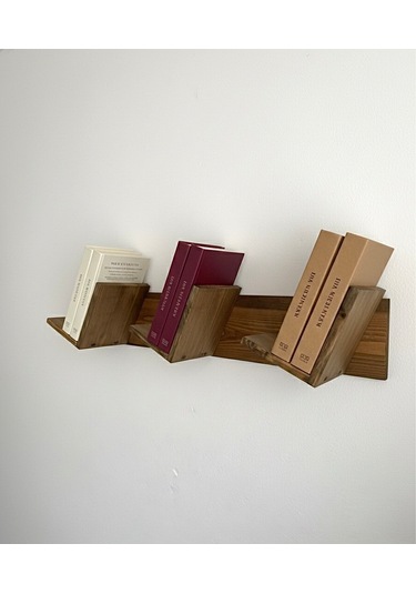 Doğal Ahşap Kitaplık, Dekoratif Tasarım Ahşap Vintage Kitaplık Koyu Meşe