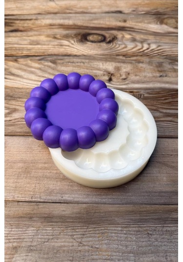 Bubble Dairesel Tombul Silikon Tepsi Kalıbı Beyaz