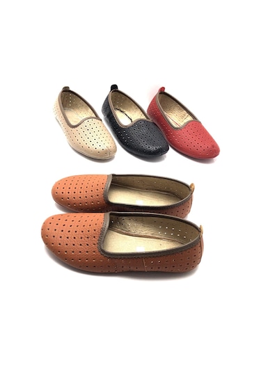 Hakiki Deri Hava Alabilir Delikli Taba Renk Hac Umre Tavaf Patiği Ve Ev Ayakkabısı Taba