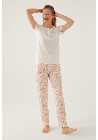 Arnetta 2891 Kadın Kısa Kol Pijama Takımı Krem