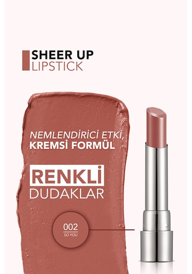 Flormar Nemlendirici Parlak Ruj (Ten) - Sheer Up Lipstick New - 002 So You - 8682536012003