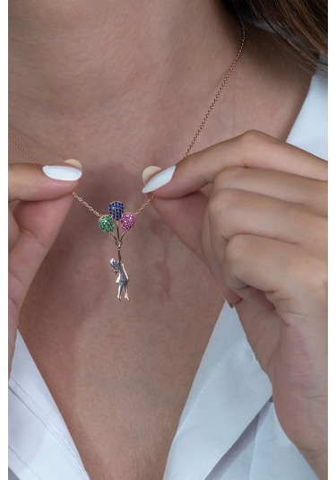 Gümüş Balonlu Kız Kolye Wsn262