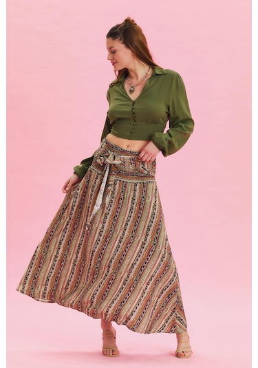 Salaş Asimetrik Etek Haki