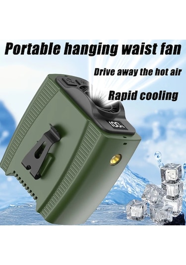 Xuweiwei 1 Adet Şarj Edilebilir 5000mah Siyah Bel Fanı 5 Hızlı Rüzgar Ayarı Taşınabilir Usb Fan Seyahat İçin