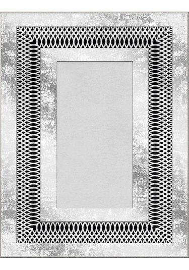 Yıkanabilir Kaymaz Taban Dekoratif Salon Mutfak Halı 11 Gri - Siyah