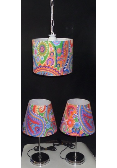 Yatak Odası Avize Abajur Seti Metal Krom Ayaklı