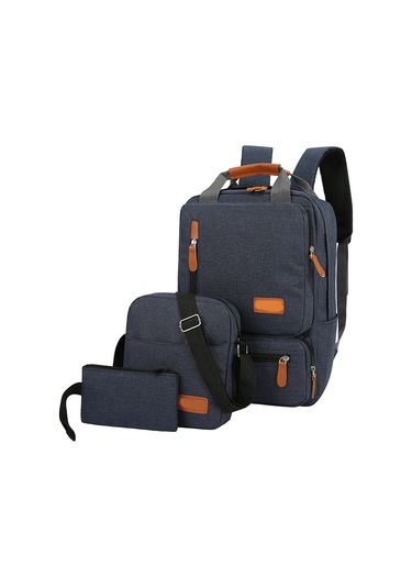 Lemestar Erkekler İçin Outdoor Seyahat Üçlü Set: Bilgisayar Sırt Çantası, Tek Askılı Çanta Ve Cep Çantası - Mavi Mavi