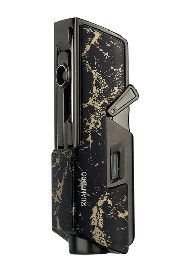 Quantoro Tek Torch Pürmüz Delicili/iğneli Siyah Gold Desenli Metal Puro Çakmağı