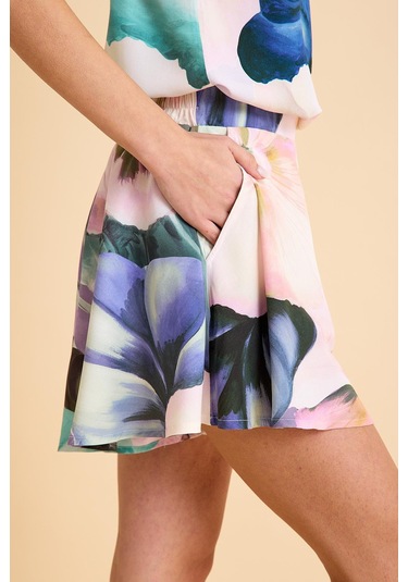 Paradise Çiçek Desenli İnce Askılı, Şortlu Pijama Takım Desenli