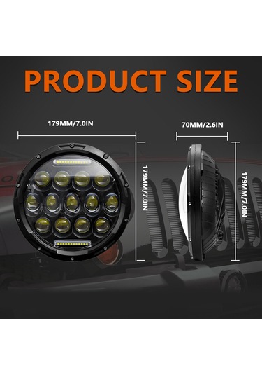 Padalink "7 İnç Evrensel Led Far H4 Bağlantılı - 20000 Lümen, Ip67 Su Geçirmez"