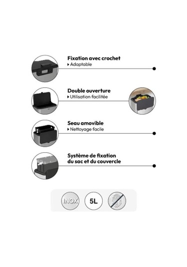 5five Simply Smart Dolap İçi Compact 5lt. Çöp Kovası Çelik Inox
