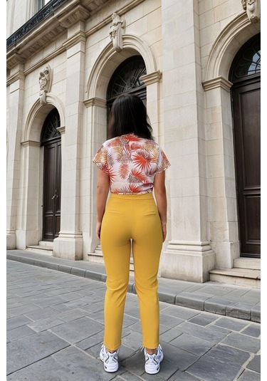 WeShaya Hardal Slim Fit Kesim, Cep Detaylı, Klasik Pantolon Hardal