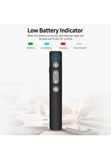 Geeroyoo "lz-b1 Şarj Edilebilir 2.4g Kablosuz Sunum Kalemi - 100m Menzil, Usb Alıcılı, Kırmızı Lazer Göstergeli"