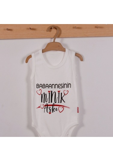Yeni Doğan 3-12 Ay Annennesinin Minik Aşkı Askılı Body Beyaz Beyaz
