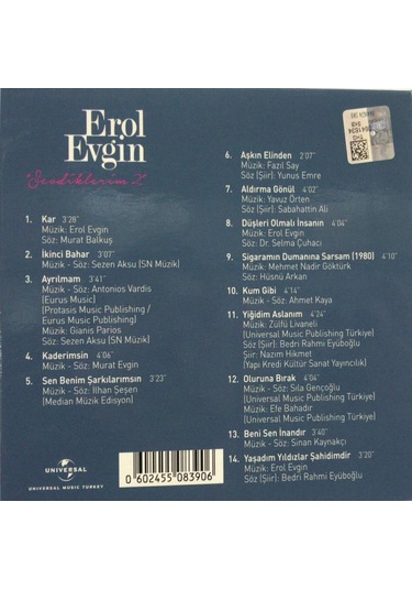 Erol Evgin - Sevdilerim 2  (CD)