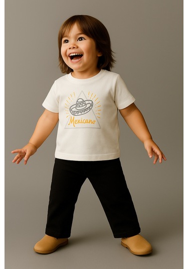 %100 Pamuklu Mexicano T-shirt Ekru