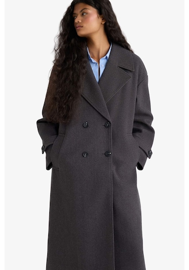 Defacto Regular Fit Düğmeli Uzun Kaşe Kaban F1197ax25wnar229 Antrasit-ar229