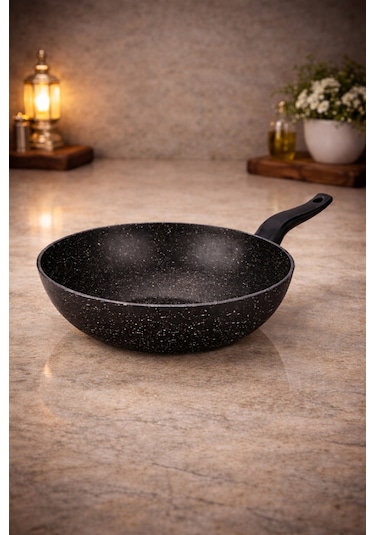 ChefMaster 28 Cm Granit Wok Tava Siyah Yanmaz Yapışmaz