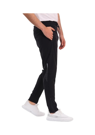 Slazenger GRIET Erkek Fermuar Cepli Dar Paça Siyah Eşofman Altı
