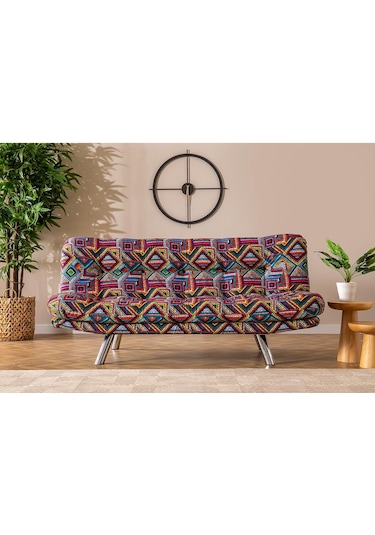 Pafu Hippo Yataklı Üçlü Koltuk - Etnik Desen Renkli