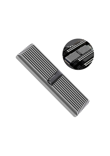 M.2 2280 SSD NVMe Soğutucu Alüminyum Alaşımlı Isı Emici Pasif Soğutucu - 2 Adet Termal Pad - Gri