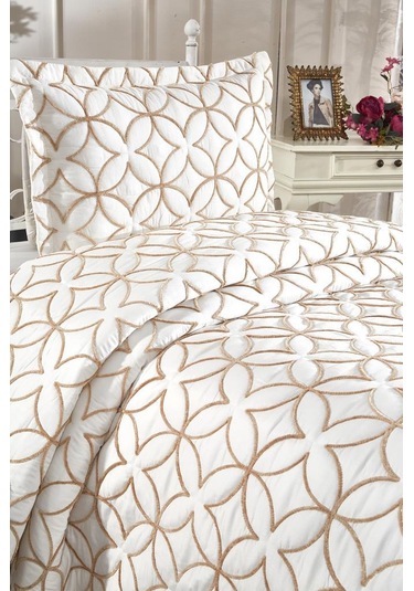 Parolin Tek Kişilik Kapitoneli Yatak Örtüsü Krem Gold Krem - Gold