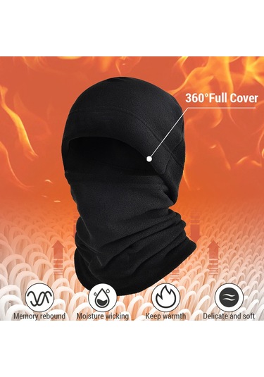 Geeksen Kış Outdoor Polar Fleece Multifonksiyon Elbise: Yüz-baş-kalınlık Isıtıcı, Rüzgar Engeli, Bisiklet-skayak Sporu Kullanıma Uygun Siyah Siyah