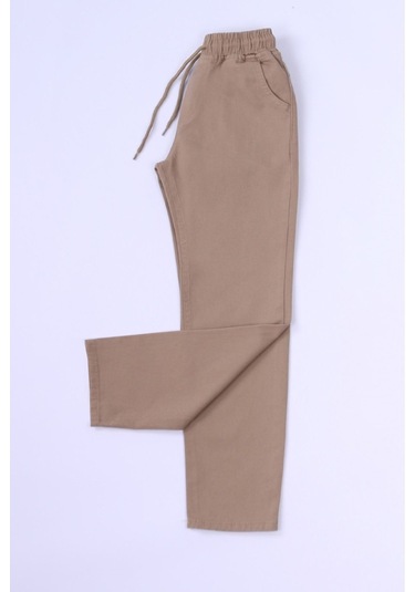 Hçm Çocuk Unisex Okul Pantolonu Beli Lastikli Taba