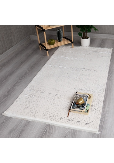 My Evilla Modern Dekoratif Star Seri Krem Gri Dokuma Halı