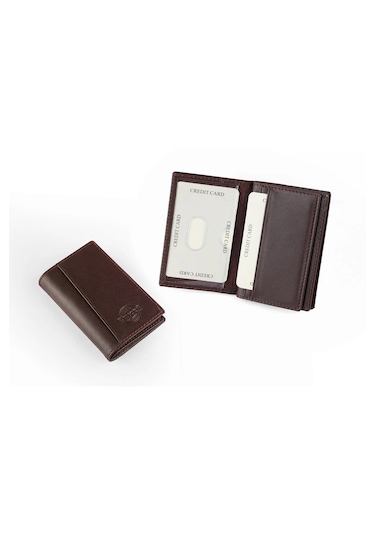 Gencer Leather Hakiki Deri Dikey Kartlık Kahverengi Kahve