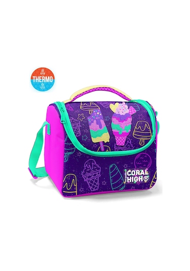 Coral High Kids Mor Pembe Dondurma Desenli Thermo Beslenme Çantası 11888