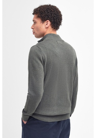 Barbour Pima Cotton Yarım Fermuarlı Kazak Ol91 Olıve Marl Yeşil