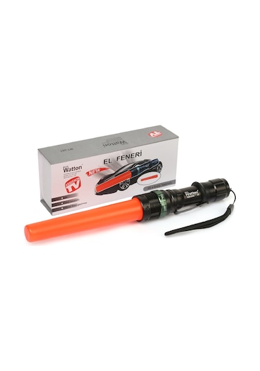 Q5 LED Güçlü Pilli EL Feneri Watton Wt-267 Siyah - Turuncu