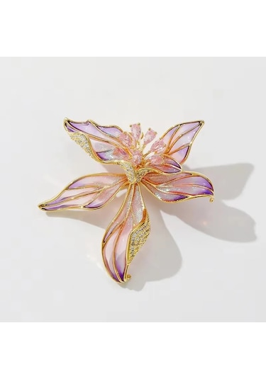 Kadınlar Için Romantik Çiçek Broş Erkekler Moda Gül Şakayık Zambak Iris Bitki Pin Pink Rose Pembe Çok Renkli