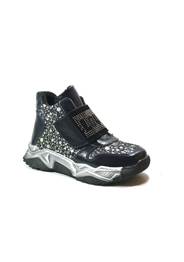 Onlo Ayakkabı P.347 Deri Lacivert Cırtlı Ortopedik Kız Çocuk Bot Lacivert